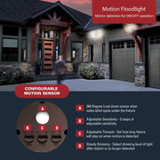 Cooper Lighting Solutions HALO TGS Twin Round Bronze Motion Sensor LED Floodlight, Lumen Selectable 1500-2500 Lumens, 4000K Cool White, Wall Mount TGS2S402MRRB