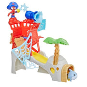Hasbro Marvel Spidey and His Amazing Friends Water-Webs Spidey Island Playset with 3-Inch Articulated Spidey Figure, Jeff the Terrestrial Shark Minifigure, Pirate Accessories, Red/Blue