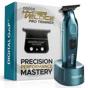 Cocco Hyper Veloce Pro Trimmer, Digital Gap Graphene Blade, High-Torque Brushless BLDC Motor, Cordless, All-Metal Aluminum Alloy, Lithium-Ion Battery, Dark Teal
