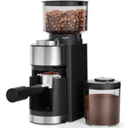 Aeitto WM-HB583-Black-01 Burr Coffee Grinder with 25 Grind Settings, Stainless Steel Conical Burrs, 51-53mm Portafilter Holder, 2-12 Cup Timer, Black