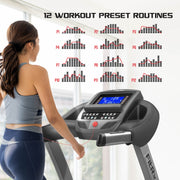 FitRx Crossrun Folding Treadmill, 5.0HP Motor, 10 MPH Speed, 15% Incline, Bluetooth Speakers, 5-Inch LED Screen, Foldable Design, 300 lb Capacity