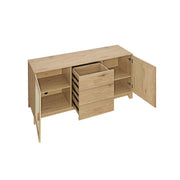 Manhattan Comfort Sheridan Sideboard Cabinet, Mid-Century Modern, Black, Engineered Wood, 59.05 in, Adjustable Shelves, 3 Drawers, 2 Doors, SB-4GLF