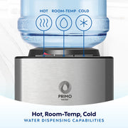 Primo Water Dispenser, Top Loading Pro 3 Temp, Stainless Steel, 5 Gal Capacity, Child Safety Lock