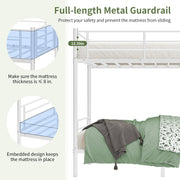 Capri Metal Twin over Twin Bunk Bed, Noise Free, Heavy-duty, 400 lbs Capacity, White