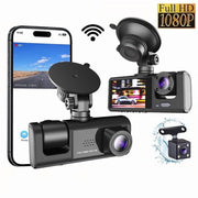 TEYJRY 4 Channel Dash Cam, 360 Front Rear Inside Coverage, Full HD 1080P, Wi-Fi, GPS, Night Vision, Includes 64GB SD Card