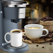 Mixpresso Single Cup Coffee Brewer, 800W Quick Brew, One Touch Function, 12oz Capacity, Dark Grey, K4DGR00