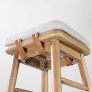 Better Homes & Gardens Springwood Counter Height Barstool Set of 2 with Plush Removable Beige Fabric Cushions, Light Honey Finish