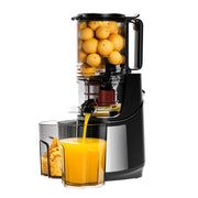 SIMZLIFE MJ006 Cold Press Masticating Juicer with 5.1 in Wide Feed Chute, 150W Motor, High Juice Yield, Black