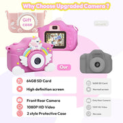 XL-830 12MP Funny Children's Camera - Unicorn, 64G SD Card Included