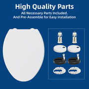 ROSYNEY Elongated Toilet Seat with Soft-Close Hinges, Quick-Release, Non-Slip Pads, White