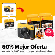 Kodak KODAK Mini Shot 3 Retro Mini Shot 3 Retro 4PASS 2-in-1 Instant Camera and Photo Printer (3x3 inches) + 68 Sheets Gift Bundle, Yellow