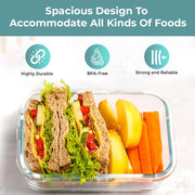 Razab 35 Pc Glass Food Storage Container Set with Airtight BPA-Free Lids, Leak-Proof, Microwave Oven Freezer Safe, Rectangular and Square Blue Containers