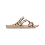 Crocs Women's Kadee II Leopard Slide Sandals, Multicolor, Flat Platform Heel, Open Toe, Slip-On, 206894-90L-W5