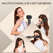 Onehouse 5 in 1 Blow Dryer Brush Ionic Hair Styler with Detachable Curler, Ceramic Coating, 3 Heat Settings, Black Gold