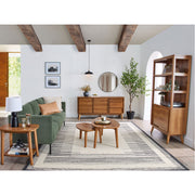 Better Homes & Gardens BH6525004710002 Greyson Bookcase, Mid-Century Modern Style, Acorn Finish, Rubberwood Legs, Adjustable Shelves, Sliding Door Cabinet