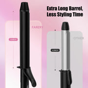 Farery Long Barrel Curling Iron, 1.25 Inch Ceramic Tourmaline Barrel Infused with Argan Oil and Keratin, 11 Adjustable Heat Settings, Includes Clips and Silicone Pad, Black FA099-32-B