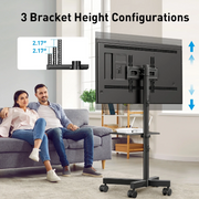 Perlesmith PSTVMC10 Mobile Rolling TV Stand Cart for 26-60