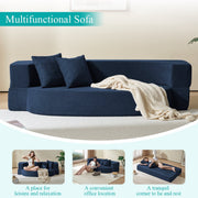 Z-HOM Folding Sofa Bed, 10 Inch Memory Foam Couch, Twin Size, Dark Blue, Includes 2 Pillows, Washable Cover, 2-in-1 Futon Sleeper ROC4-013