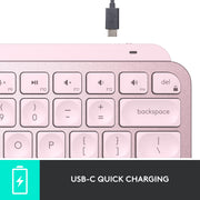 Logitech 920-010174  MX Keys Mini Wireless Computer Keyboard, Backlit, Bluetooth, Rose