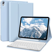 Aoub Keyboard Case for iPad 11th Generation 11 in, 10th Generation 10.9 in, Magnetic Detachable Bluetooth Keyboard, Pencil Holder, Rechargeable, Blue
