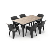 Keter Futura Outdoor Dining Table, Weather-Resistant Resin with Wood-Look Top, Rectangular, Ashwood and Graphite, 65 in, 264030