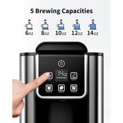 Kidisle KC101B TWOMEOW Hot & Iced Coffee Maker with Bold Brew Setting, Single Serve for K Cup and Grounds, Black, KC101B