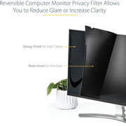 StarTech.com Monitor Privacy Screen, 22in, 16:10 Aspect Ratio, Matte and Glossy Finish, Blue Light Reduction, Black