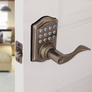 Honeywell 8734101 Electronic Entry Lever Door Lock, Antique Brass