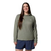 Columbia Women's PFG Uncharted Athletic Hoodie, Active Fit, Omni-Wick Moisture Management, Omni-Shade UPF 30 Protection, Cypress Heather, Small, 207039