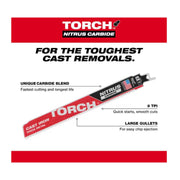 Milwaukee 48-00-5362 Torch 9 in. 8 TPI Nitrus Carbide Teeth Metal Cutting Sawzall Reciprocating Saw Blade (3-Pack)
