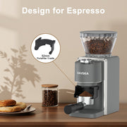 VAVSEA Conical Burr Coffee Grinder, 35 Grind Settings, Electric Bean Grinder for Espresso, Drip, Pour Over, Cold Brew, French Press, Matte Gray