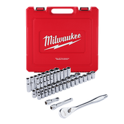 Milwaukee Electric Tool 48-22-9010 1/2 in. Drive SAE/Metric Ratchet and Socket Mechanics Tool Set (47-Piece)