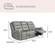 Cooper Power Reclining Leather Sofa, Light Grey