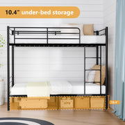 Zimtown BB-GY-STD300 Metal Bunk Bed Twin Over Twin, Heavy Duty Steel Frame, Safety Guardrails, Flat Ladder, Under-Bed Storage, Gray