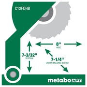 Metabo HPT 12-Inch Dual Bevel Compound Miter Saw with Xact Cut LED Shadow Line System, 15 Amp Motor, 4300 RPM, Green, C12FDHB