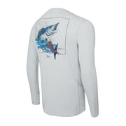 Pelagic Vaportek Goione Wahoo Long Sleeve Fishing Shirt, UPF 50+ Sun Protection, Water and Stain Repellent, Lightweight Ventilated Fabric, Light Grey