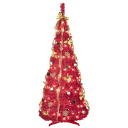 Bringstar 6ft Pull Up Prelit Christmas Tree with 150 Led Lights, Red