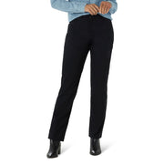 Lee Womens Wrinkle Free Relaxed Fit Straight Leg Pants, Mid Rise, Black, Size 18 Short, 46375