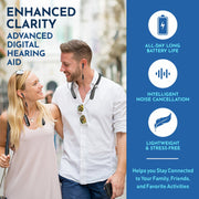 MEDca Neckband Hearing Amplifier with Bluetooth, Active Noise Cancellation, Rechargeable Battery, Black, MC-TW40