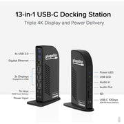 Plugable UD-ULTC4K 4K USB C Docking Station Triple Monitor with 100W Power Delivery, USB C Dock for Thunderbolt 3 / 4, USB-C Windows and Mac (3X HDMI and 3X DisplayPort, 1x USB-C, 4X USB 3.0, SD Card Reader)