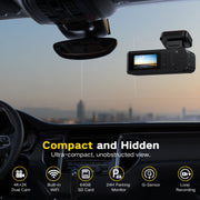 Nexpow VSQ10 4K Front and 2K Rear Dual Dash Cam with Built-in WiFi, Night Vision, G-Sensor, Loop Recording, 64GB Card