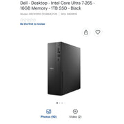 Dell Slim Desktop Computer, Intel Core Ultra 7 Series 2 265 Processor, 16GB DDR5 RAM, 1TB PCIe SSD, Windows 11 Home, Black
