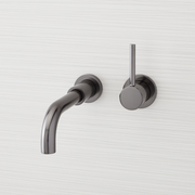 Signature Hardware 488893 Lexia 1.2 GPM Wall Mounted Widespread Bathroom Faucet with Pop-up Drain Assembly Gunmetal
