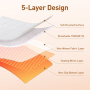 HOMTEC Heated Mattress Pad, Dual Controllers, 12 Heat Settings, Quick Preheat, Memory Function, Deep 24-Inch Pocket, Queen Size