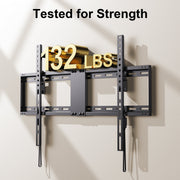 Perlesmith Fixed Tilting TV Wall Mount for 32-82 Inch TVs, VESA up to 600x400mm, Holds up to 132 lb, Black Steel, Low Profile, PSLTK1