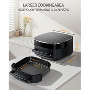 EDENPEER 11-in-1 Extra Large 6 QT Air Fryer with Dual Heat Source Technology, Smart Digital Touchscreen, Fits 12-Inch Pizza, Whisper-Quiet EA2-K