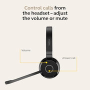Jabra Evolve 65 TE Wireless Bluetooth Stereo Headset, Noise-Canceling Mic, Dual Connectivity, 16 Hour Battery Life, Black, 6699-833-499-01