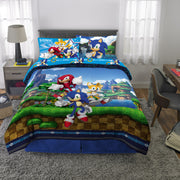 Franco Manufacturing 6B332C Sonic The Hedgehog Kids Bed In A Bag, Gaming Bedding, Comforter and Sheets, Full Blue