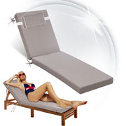 Geemuslly Outdoor Chaise Lounge Cushion, Waterproof, Fade Resistant, Non-Slip with Ties, 72x21 Inch, Khaki, 2 Pieces