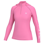 Huk Icon Quarter-Zip Long-Sleeve Hoodie - Neon Coral - M